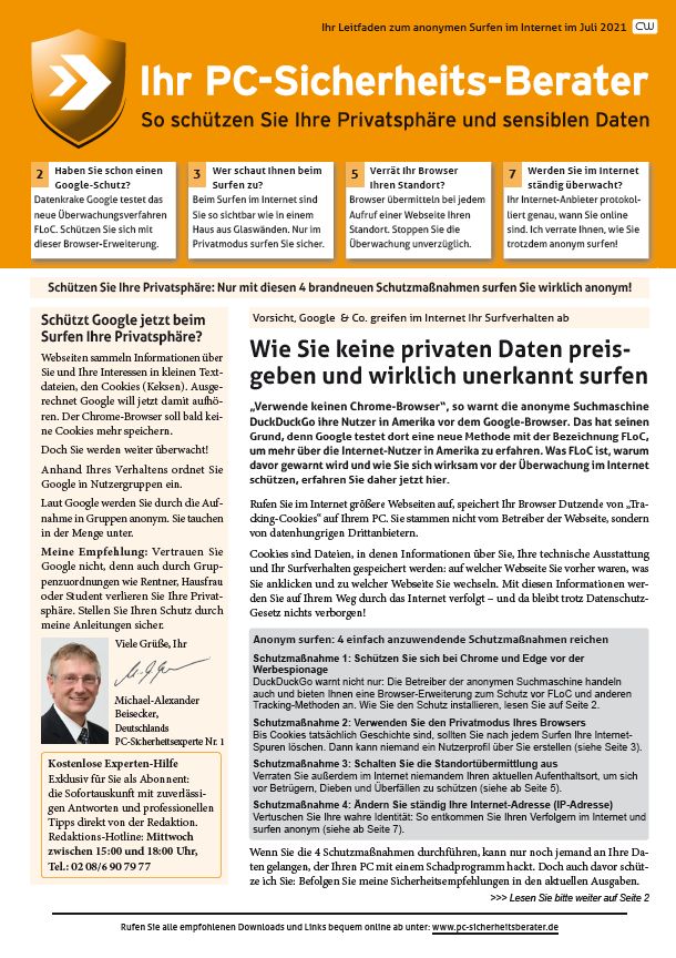 Titelbild Sonderausgabe  | Juli 2021
