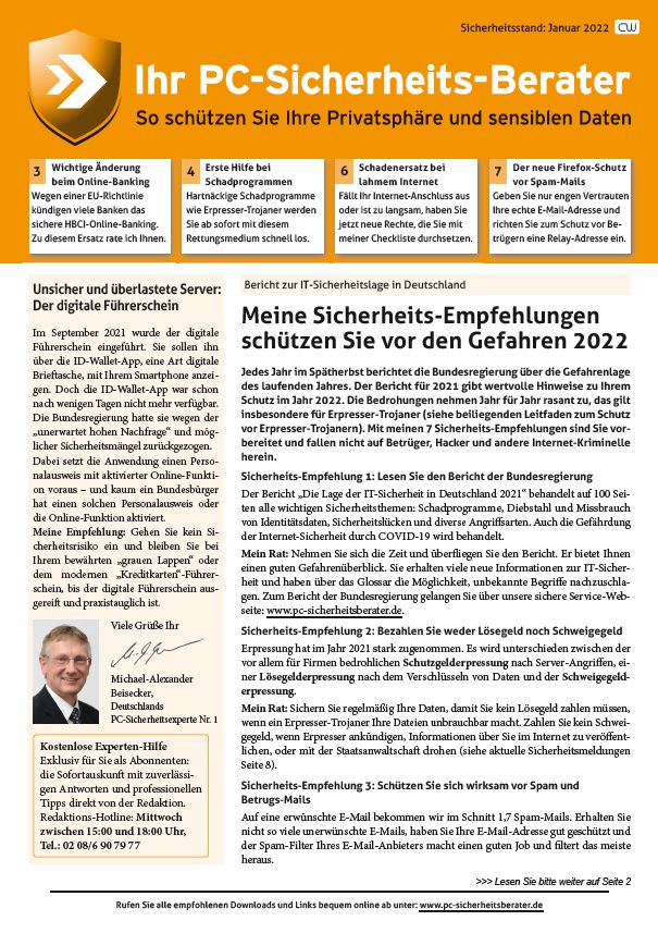 Titelbild Ausgabe  Nr. 01  | Januar 2022