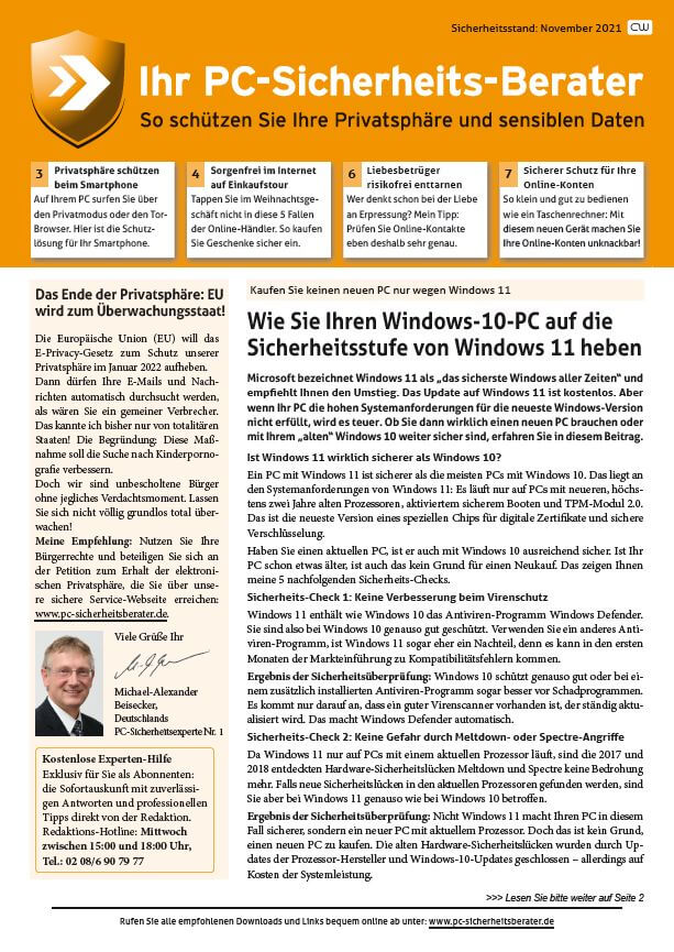 2021 – PC-Sicherheits-Berater 11-cover