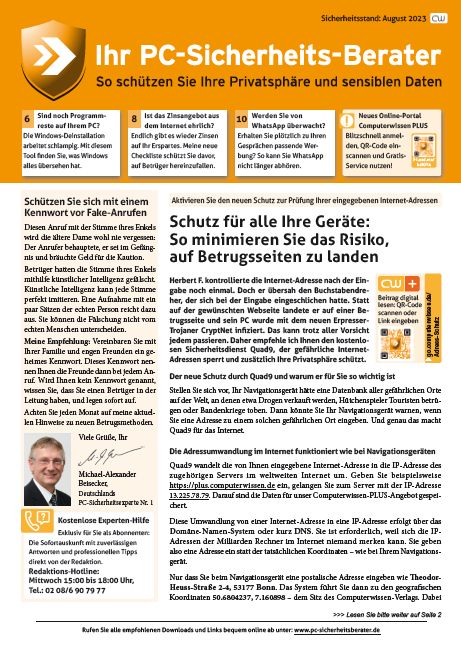 Titelbild Ausgabe  Nr. 08  | August 2023
