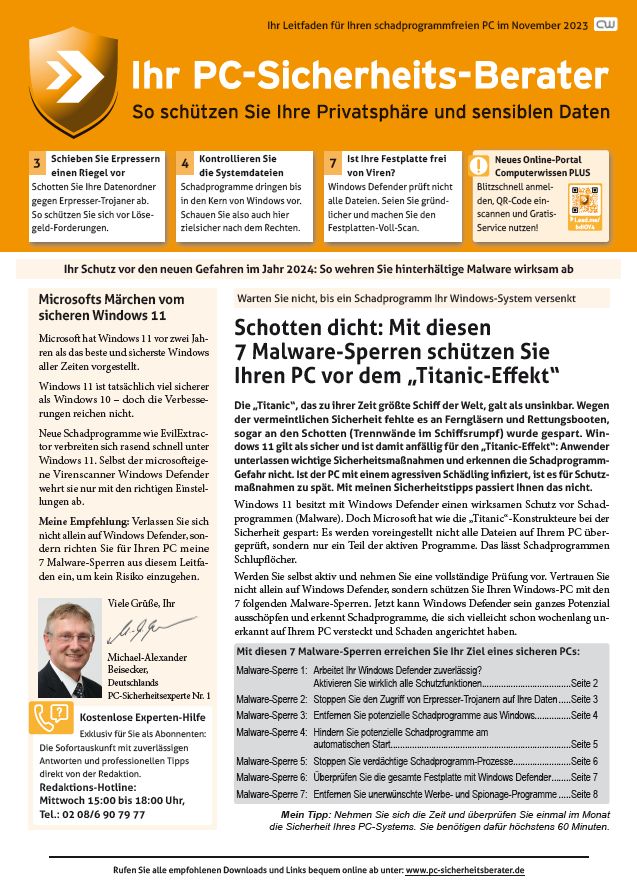 Titelbild Sonderausgabe  | November 2023