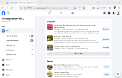 Finden Sie Gruppen und Seiten zu Ihren Lieblingsthemen