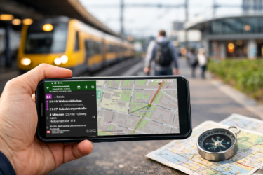 Unterwegs mit Bus und Bahn: Öffi zeigt Ihnen den Fußweg im Querformat