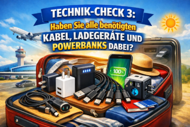 Technik-Check 3: Haben Sie alle benötigten Kabel, Ladegeräte und Powerbanks dabei?