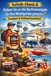 Technik-Check 6: Haben Sie an alle Bestimmungen für Ihre Mobilgeräte gedacht, die Sie beim Transport und im Zielland beachten müssen?