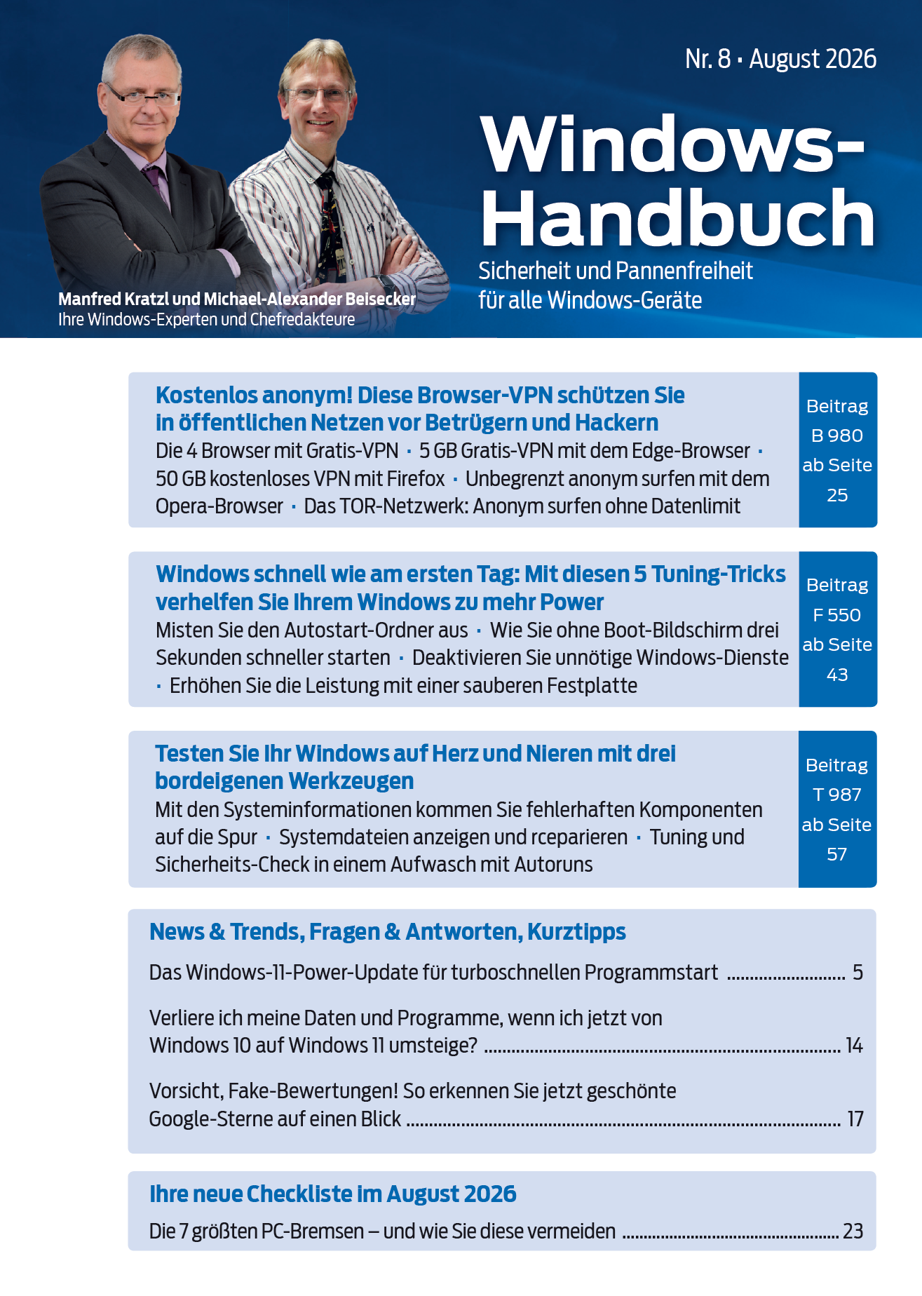 Titelbild Ausgabe  Nr. 8  | August 2026