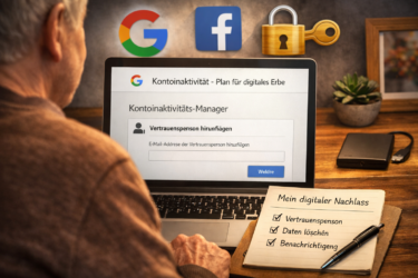Legen Sie fest, was mit Ihrem Facebook- und Google-Konto passieren soll, wenn Sie länger nicht darauf zugreifen können